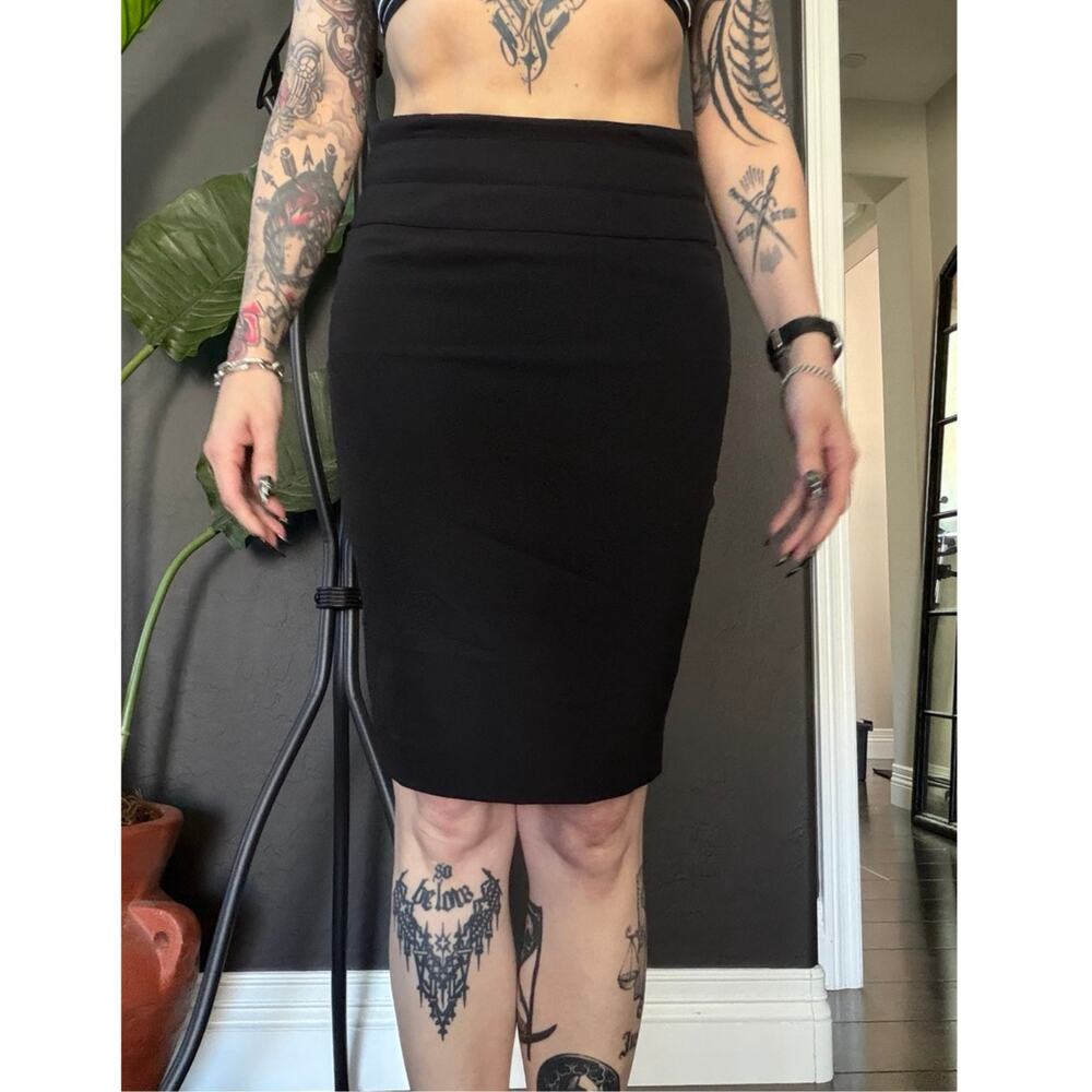 Bebe Black Pencil Skirt Size 4 High Waist Bodycon Minimalist Goth